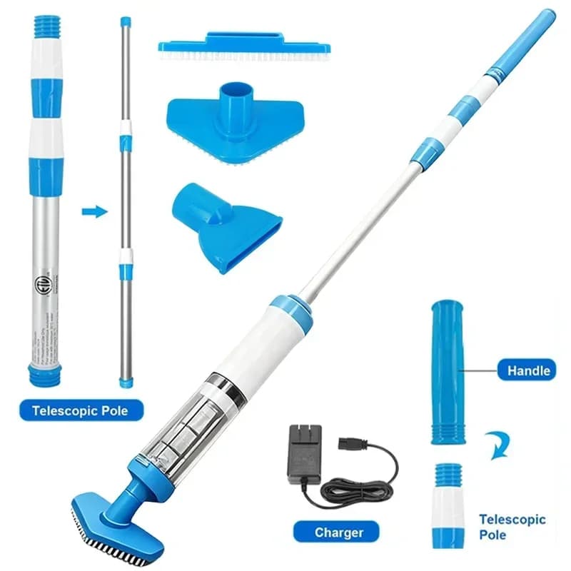 Aspirapolvere per piscina senza fili Pulitore portatile 3 in 1 Ricaricabile Lunga durata di esecuzione oltre 100 minuti per la pulizia dello spa della piscina domestica