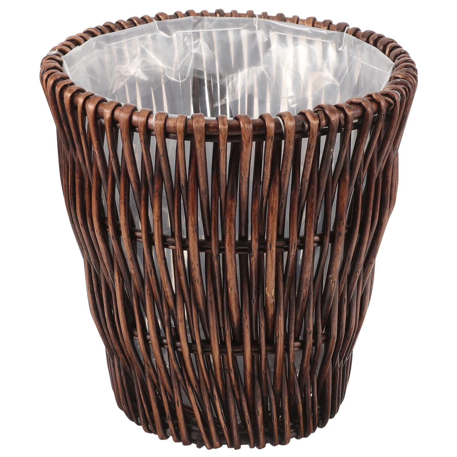 Cestino per Rifiuti in Rattan, Robusto Contenitore Intrecciato Stile Vintage, Piccolo Cestino per Casa, Bagno e Ufficio