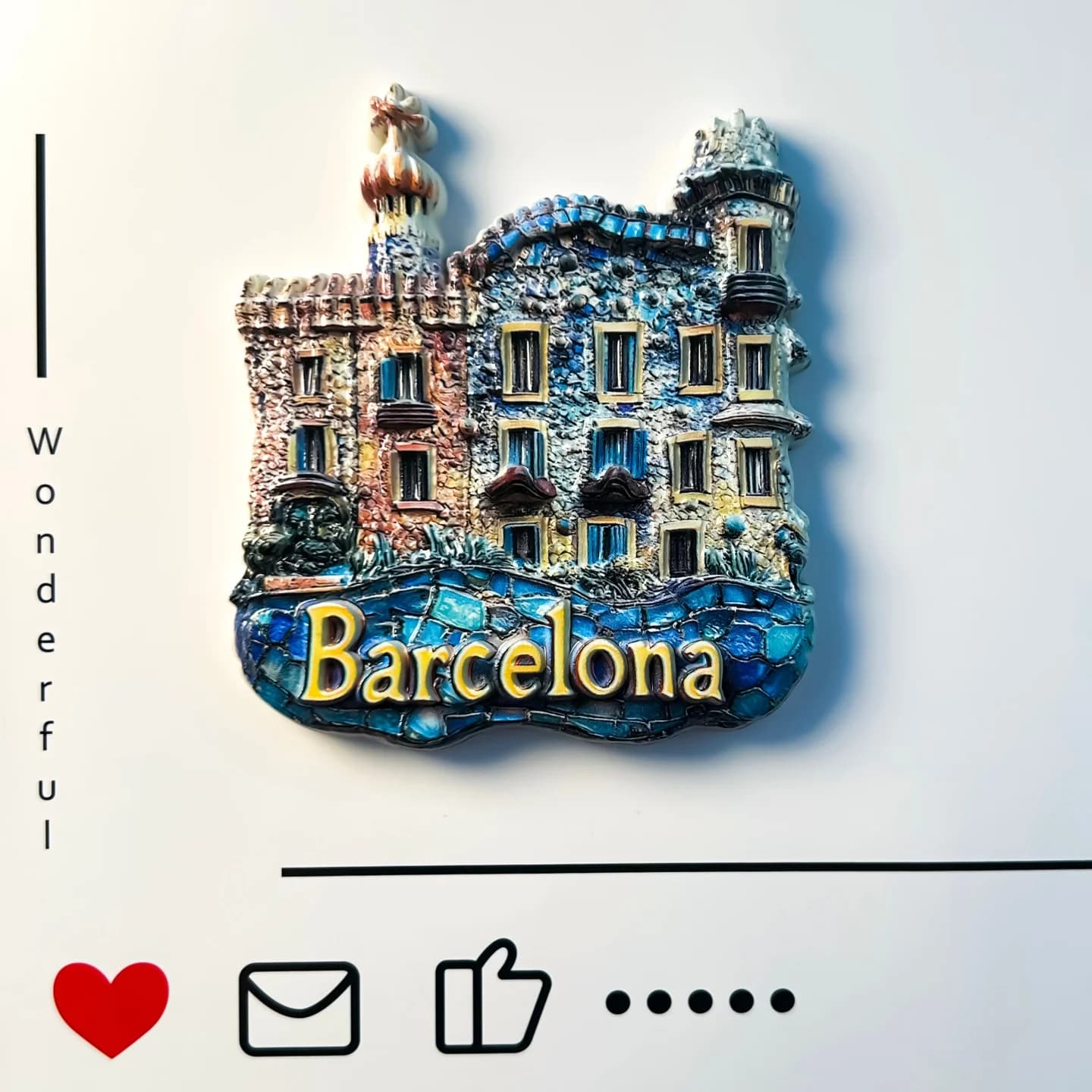 Spagna, Barcellona, resina 3D, appartamenti Batllo, souvenir turistici, piastrelle in mosaico di porcellana, adesivi creativi per frigorifero