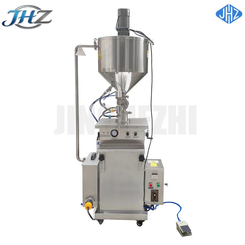 JHZ Macchina Semiautomatica per Riempimento di Mascara Liquido, Pasta e Crema con Riscaldamento e Miscelazione