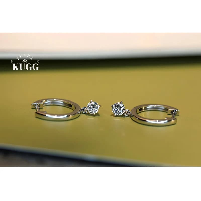 KUGG Orecchini in oro bianco 18 carati al 100% Orecchini a cerchio con diamanti naturali veri in stile INS per le donne, regalo di compleanno, gioielleria raffinata
