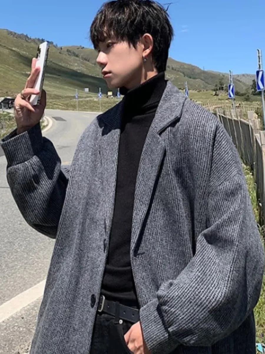 Corduroy Men's Autumn Winter Coat Cotton Jacket Trendy Brand New Style Mid-Length Warmth Fashionable Youthful Style Single-Bu...