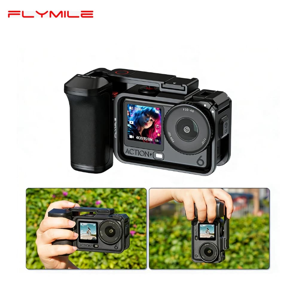 Kit Impugnatura Street Grip Flymile per Fotografia con Maniglia per Fotocamera DJI Osmo Action 6 e Accessori con Pulsante di Scatto