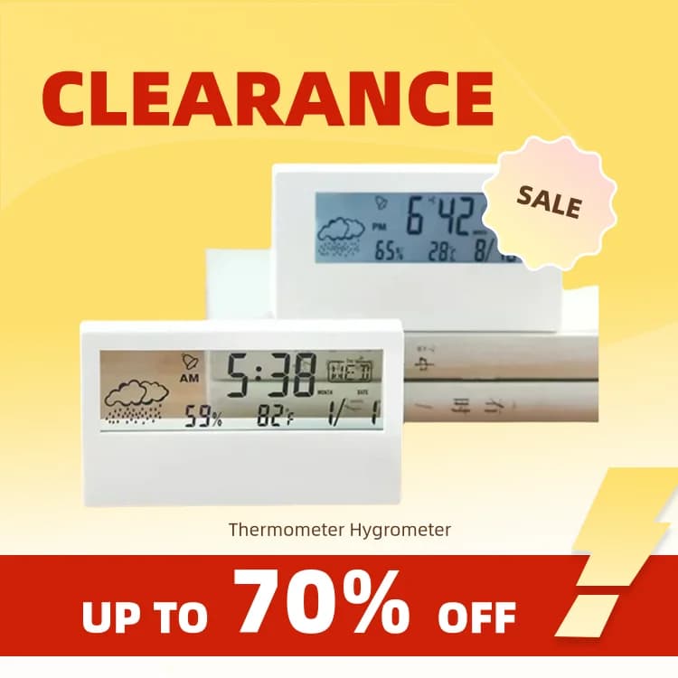 Clearance_Weather Station for Home With Alarm Clock LED Thermometer Thermo-Hygrometer Multifunction Electronic Temperature Humid