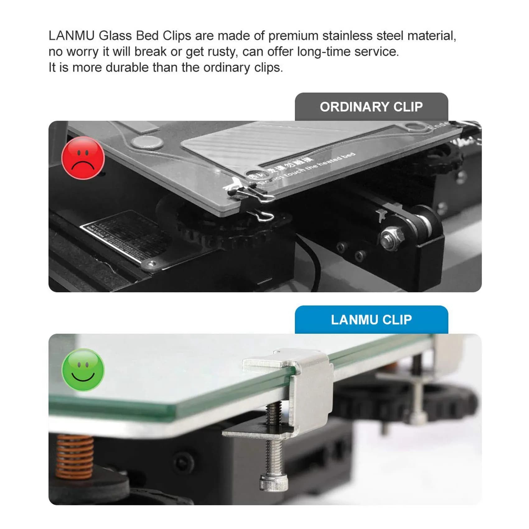 3D Glass Printer Bed Clip compatible with Ender 3/3 Pro/V2/3S, Ender 5/Pro, 3D Printer Adjustable Clamp Accessories, 8 pcs