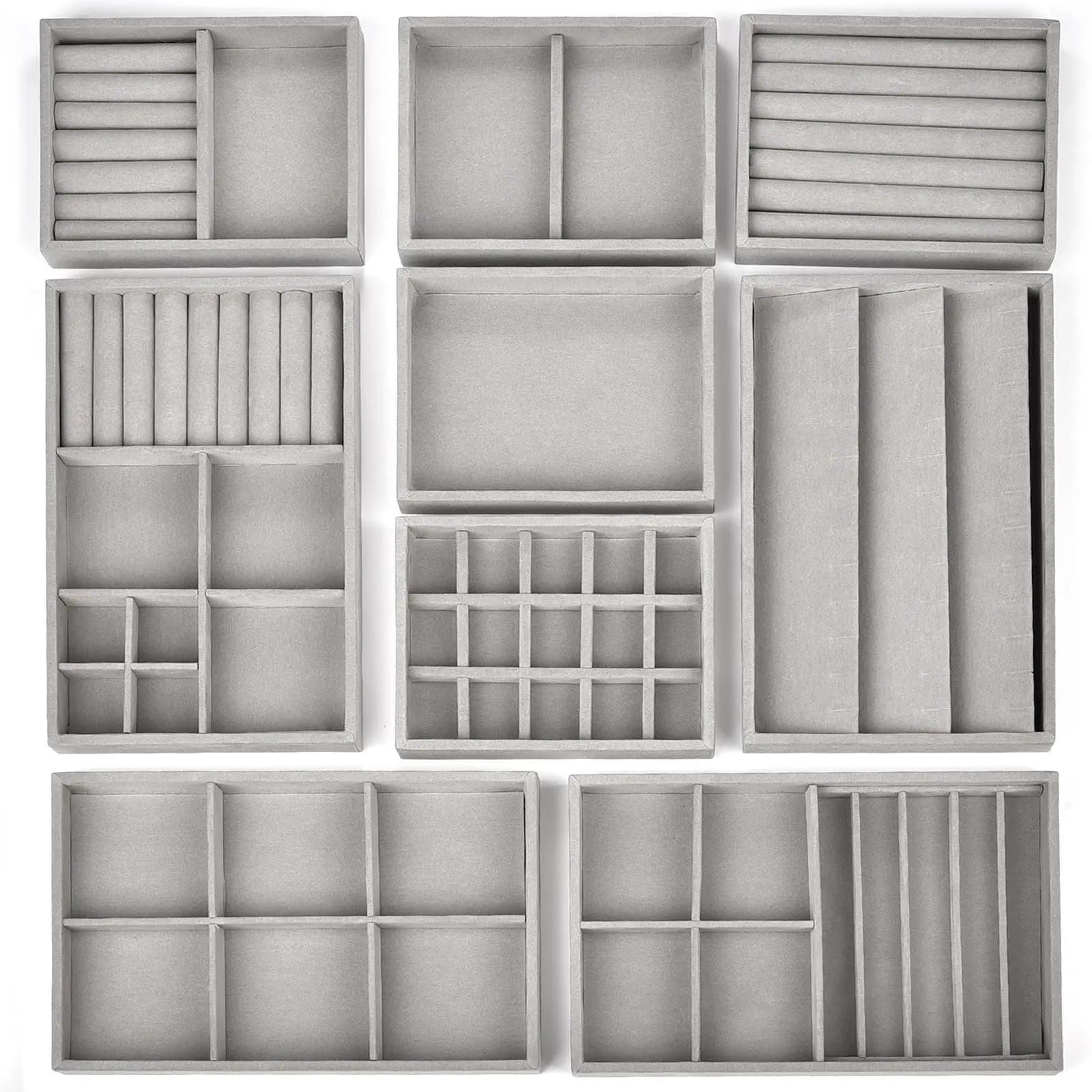 Velvet jewellery, exhibition tray, jewelry holders, for rings, earrings, necklaces, bracelets, soft velvet case