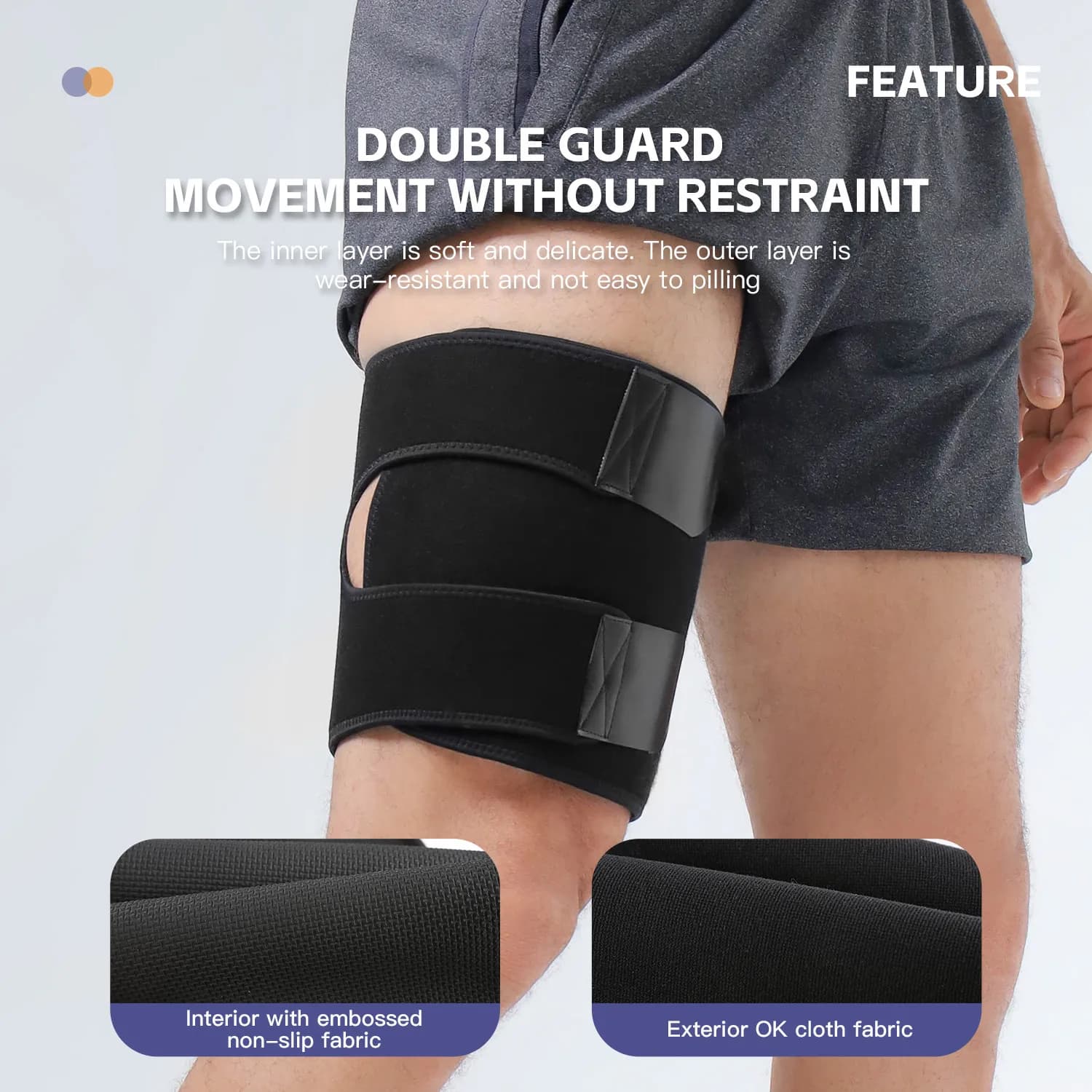Supporto per coscia grande da 1 pezzo, copricoscia con cinghie regolabili per supporto inguine e arti, velcro adesivo grande, sicuro e stabile