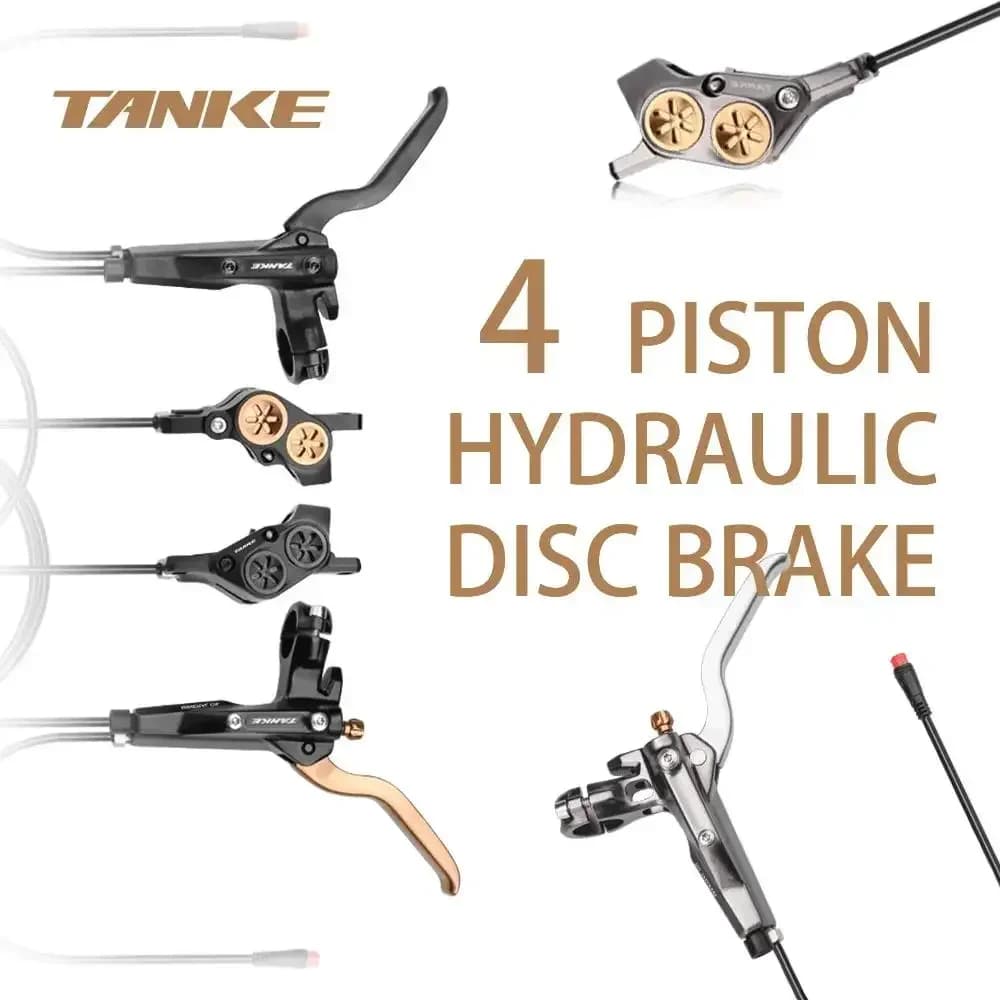 TANKE E-Bike MTB 4 Piston Hydraulic Disc Brake Set 160mm Rotors Oil Pressure Front Rear Ultralight Brake Clamp Mountain Bicycle