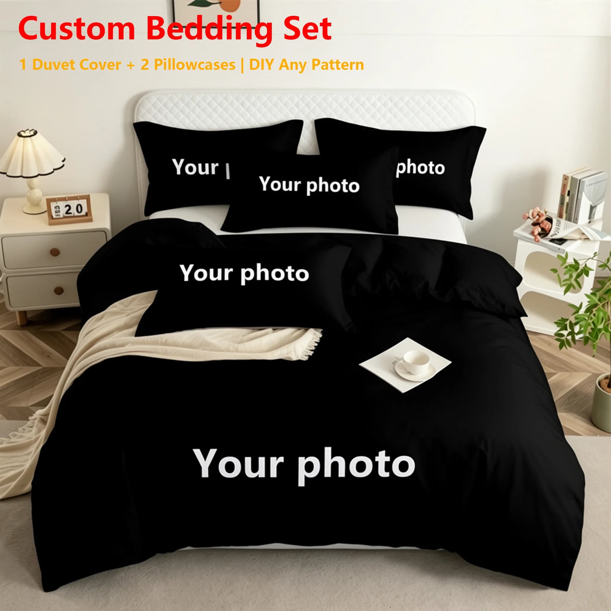 Washable Custom Duvet Cover Set 1 Cover 2 Pillowcases Personalized Bed Linens