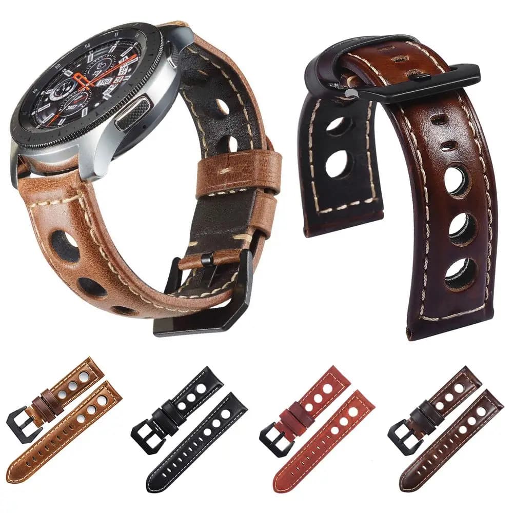 Cinturino per orologio in vera pelle traspirante a tre fori da 20 mm 22 mm 24 mm per uomo donna