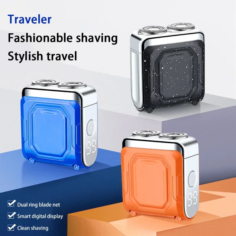 Mini Intelligent Electric Shaver Razor for Home Car Digital Display Rechargeable Double Blade Razor Powerful Shaving Tool New