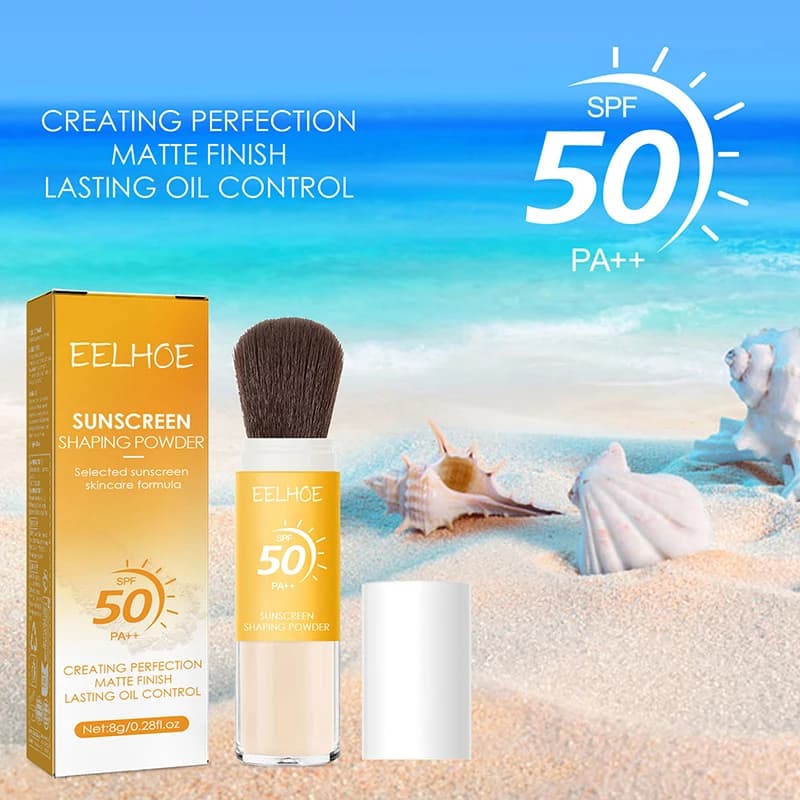 SPF50 Crema solare Impostazione Cipria in polvere Viso Cuoio capelluto Impermeabile Controllo dell'olio Protezione della pelle Polvere per trucco invisibile per il controllo dei pori
