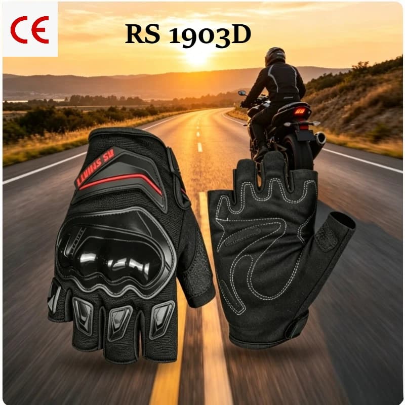 Guanti Estivi Mezze Dita Traspiranti per Moto, Bici MTB, Ciclismo, Motocicletta, Sport all'Aperto, Resistenti all'Usura