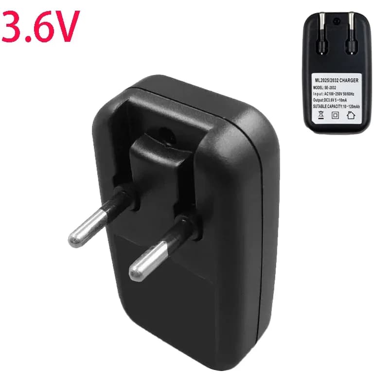 3.6V per ML2032 ML2025 Batteria a bottone Caricatore a bottone Alimentatore CA 2032 2025 Adattatore per caricabatteria al litio Spine UE