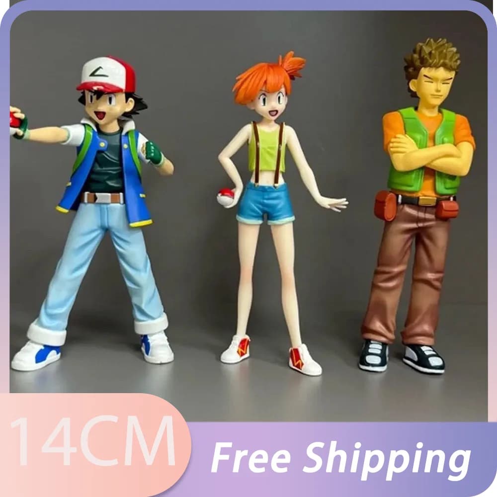 Nuovo In Magazzino Ash Ketchum Anime Figura Brock Action Figure Misty Figurine Pvc Gk Statua Modello Collezione di Bambole Decorazione Camera Giocattolo