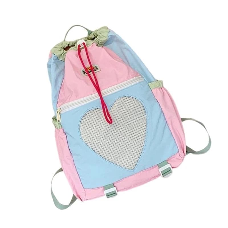 Zaini da trekking patchwork alla 340D per donna Pratica borsa da scuola in nylon con tracolla regolabile