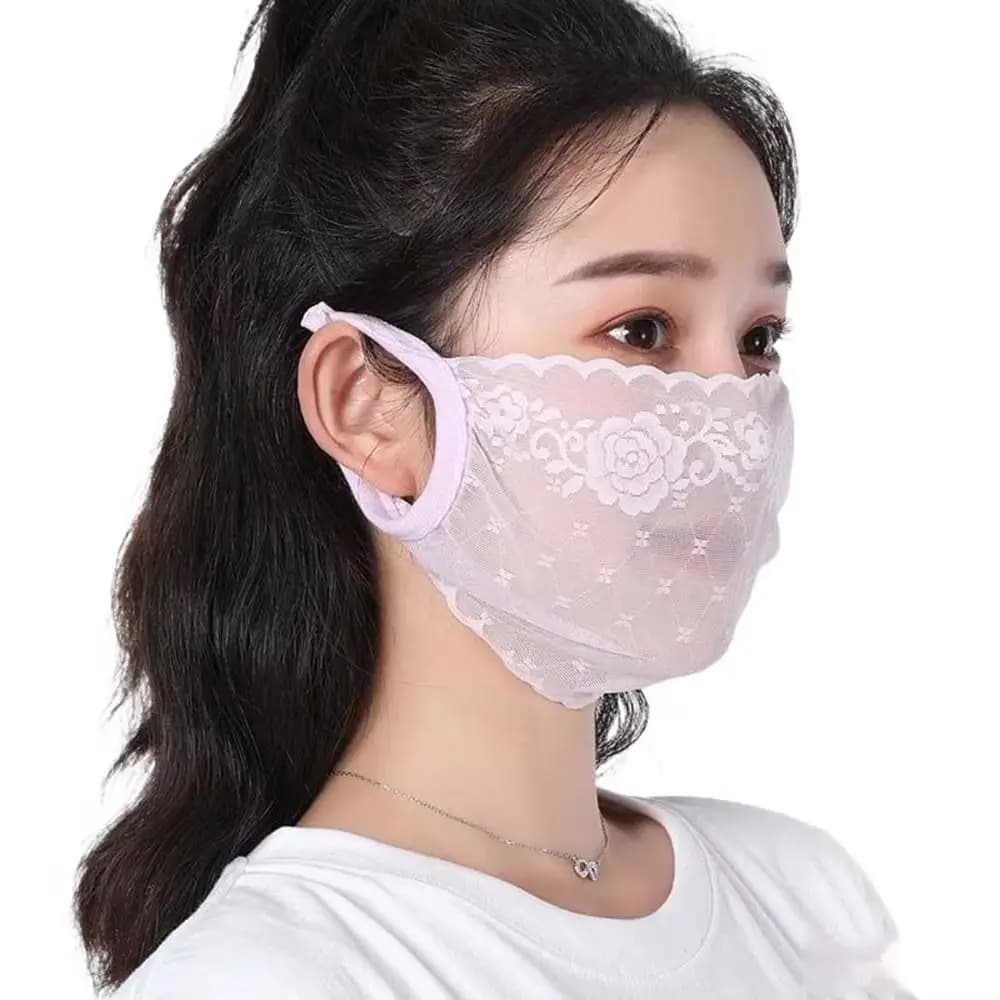 Maschera da ciclismo ultrasottile con protezione UV, velo traspirante alla moda con design in pizzo elastico per esterni