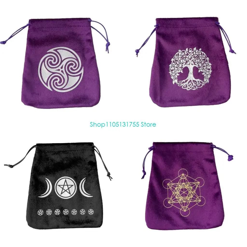 K0EF Borsa per con tarocchi altare custodia con stampa con coulisse, borsa per tarocchi, borsa per dadi, borsa per da