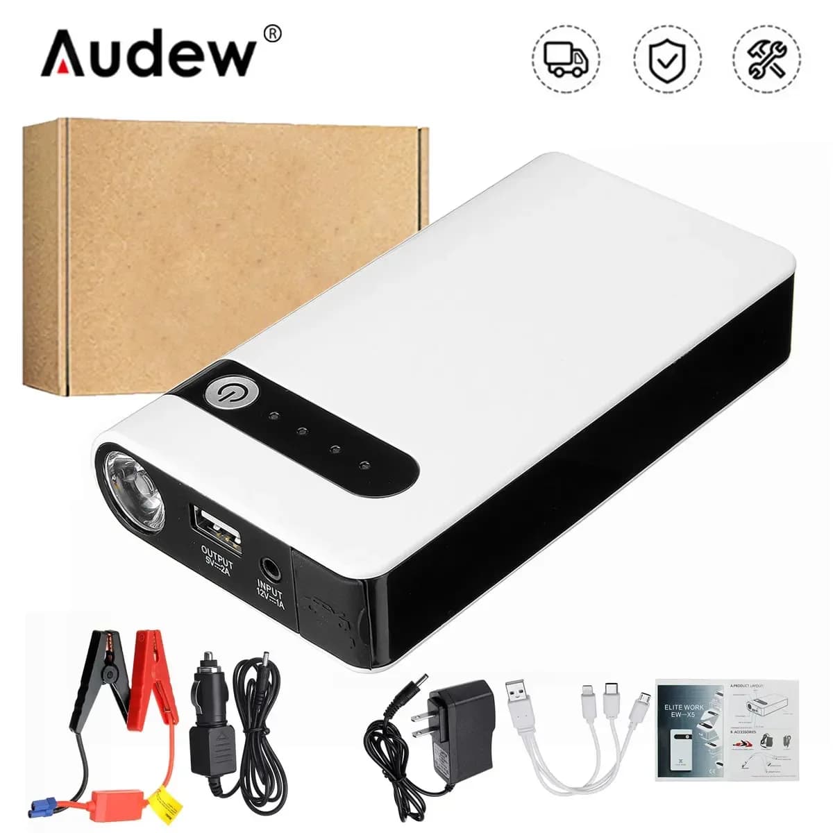 Dispositivo di avviamento della batteria dell'auto portatile 20000mAh dispositivo di avviamento dell'auto Booster 12V Power Bank per l'avviamento di emergenza dell'auto