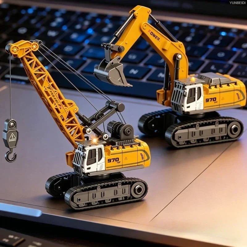 1:64 RC Mini Alloy Car Forklift Crane Excavator Tabletop Game 2.4G_Hz Remote Control Engineering Lift Truck Children's Toys Gift