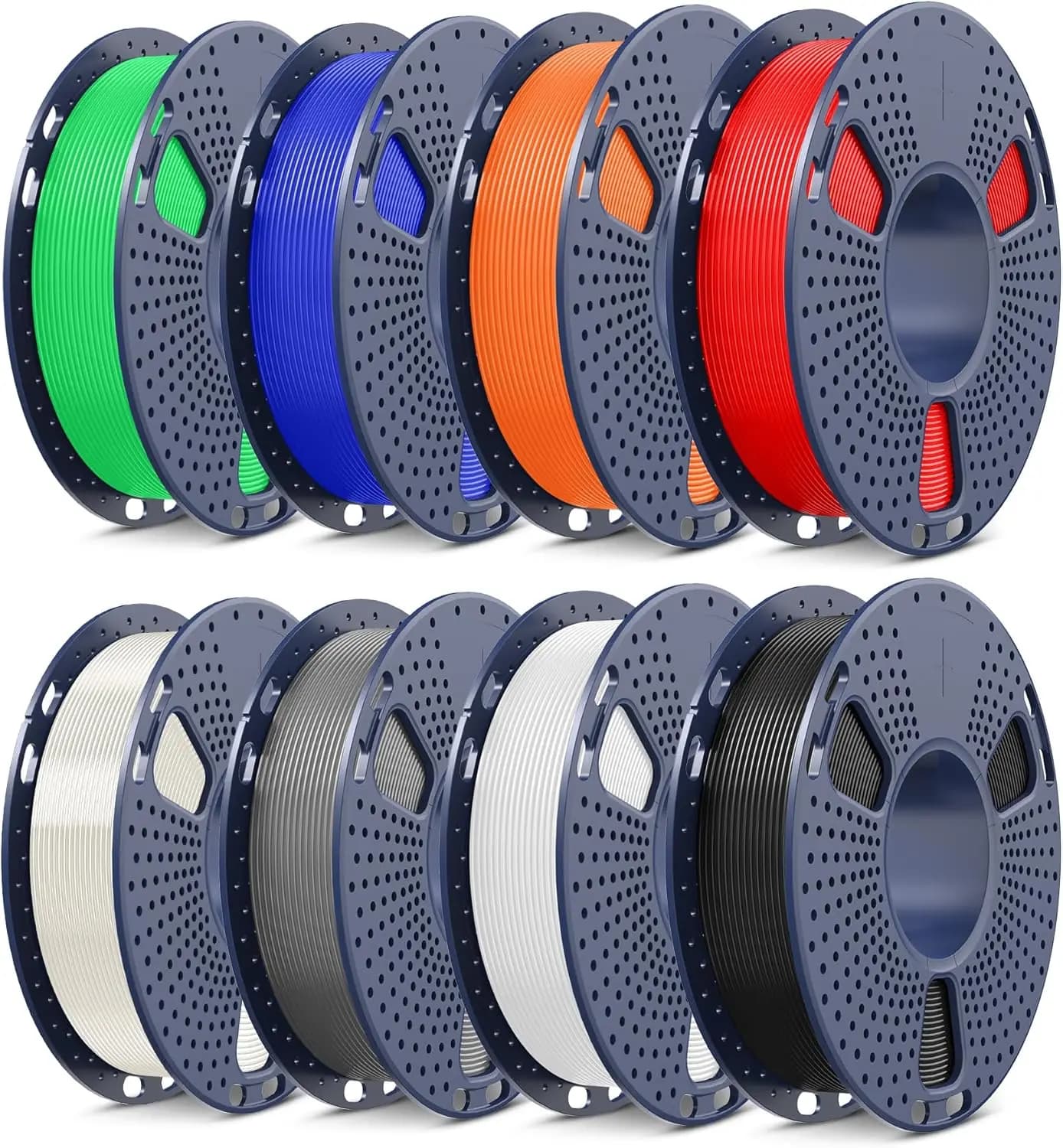 Filament PLA 1,75mm for 3D Printer, Set of 8 Rolls (2kg Total), Multipli Colors for Creative Printing