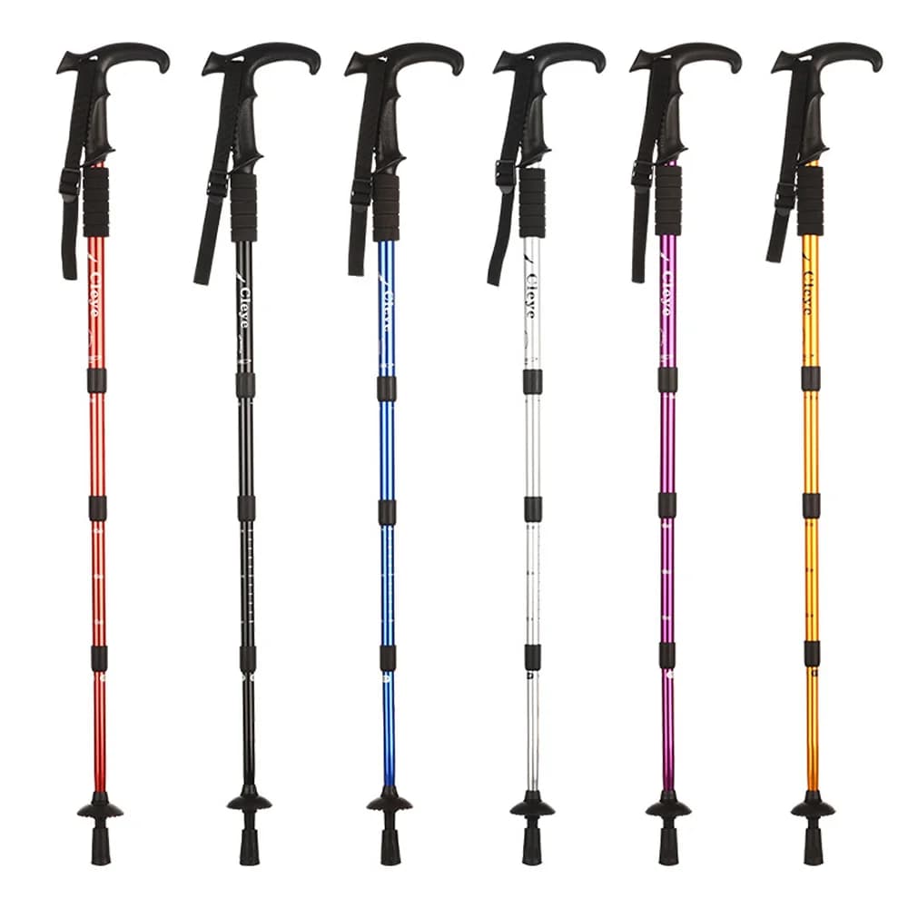 Trekking poles with T handle in Aluminum Alloy Surprising, Comfortable Walking Sticks for Hiking and Leisure ZK65S