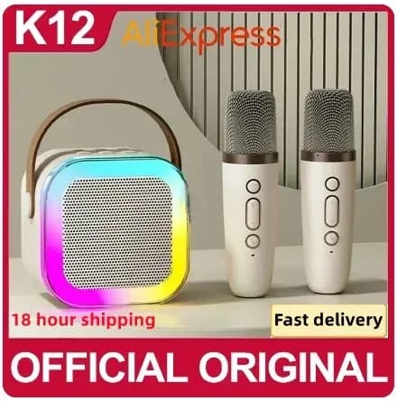 K12 Bluetooth Karaoke Machine Sistema di altoparlanti portatile 5.3 PA con 1-2 microfoni wireless Casa Famiglia Canto Regali per bambini
