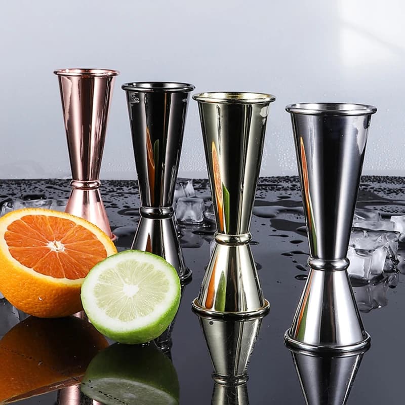 Misurino a 4 colori Cocktail Drink Wine Shaker acciaio inossidabile nero oro rosa doppio Jigger accessori da Bar