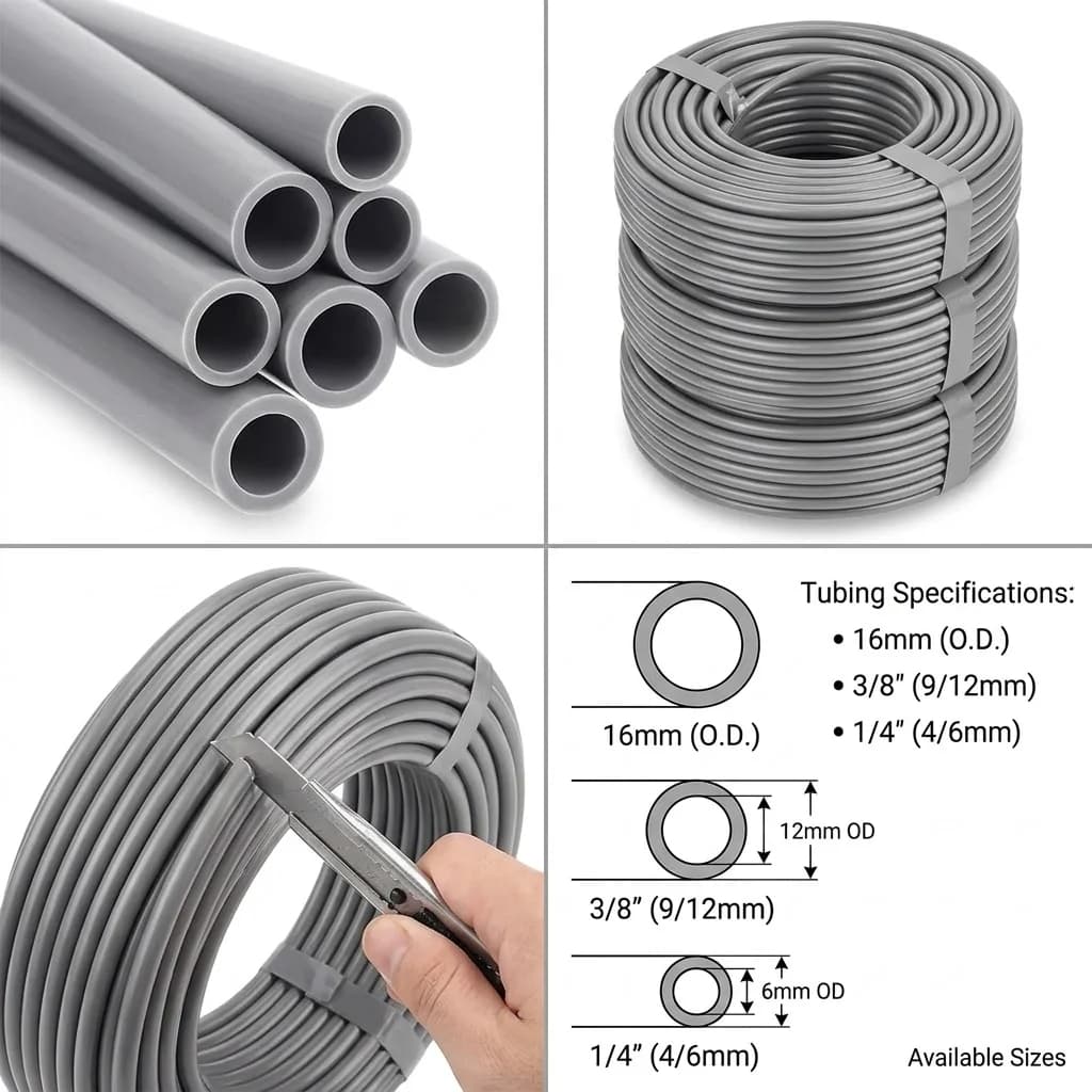 Home GardeGreenhouse Drip Irrigation Pipe Gray PE Hose OD 6mm 12mm 16mm Watering Tubeing 10M 20M 30M Lengths for Installation