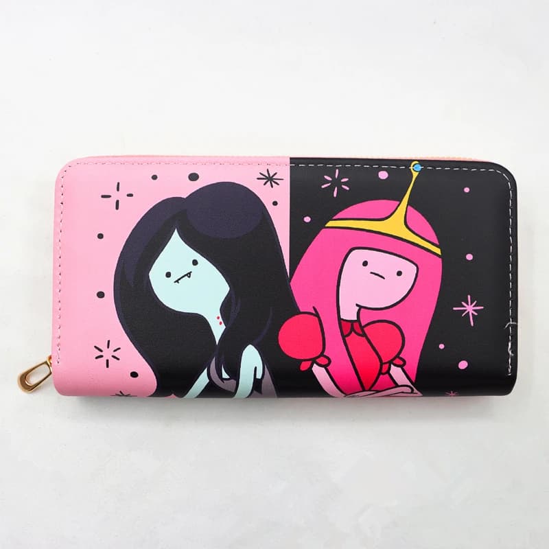 Princess Bubblegum & Marceline Zipper long Wallet Womens Long Purses Handbags Coin Purse Cards Holder PU Wallet