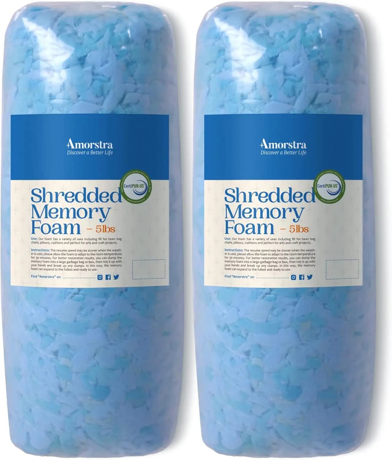 10 libbre di imbottitura in memory foam blu sminuzzato per pouf, cuscini, divanetti, cuccette per cani e lavori artigianali