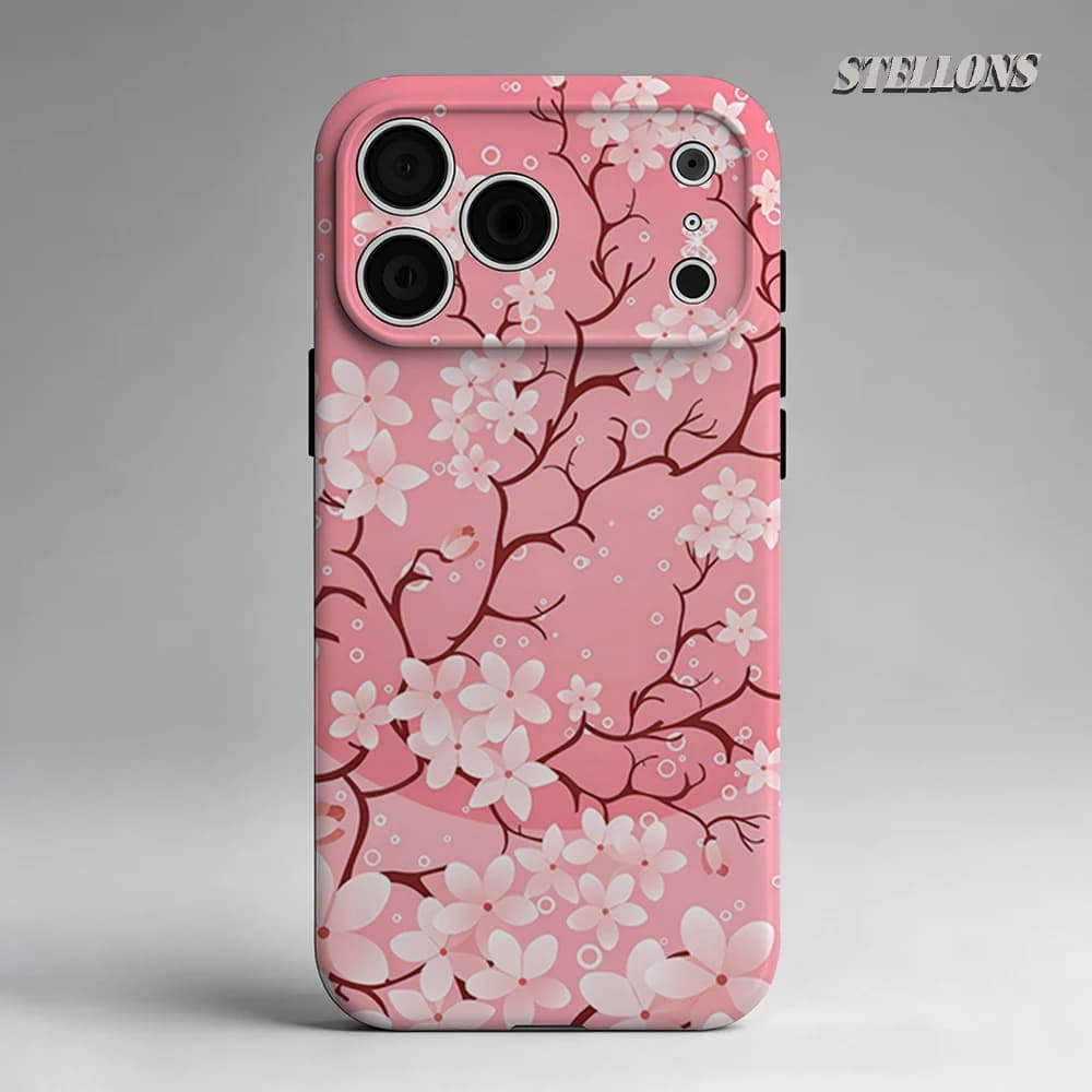 Custodia per telefono magnetica con farfalle e fiori di ciliegio rosa per iPhone 17 16 15 14 Pro Max Plus, resistente a strato singolo o doppio