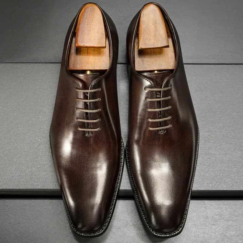 Oxford shoes-Hand-brushed men's leather shoes, business formal wear, British style groom's leather shoes