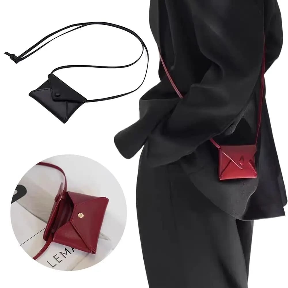 Nuova borsa a tracolla in pelle PU Marsupio multifunzionale in tinta unita Collana mini borsa durevole