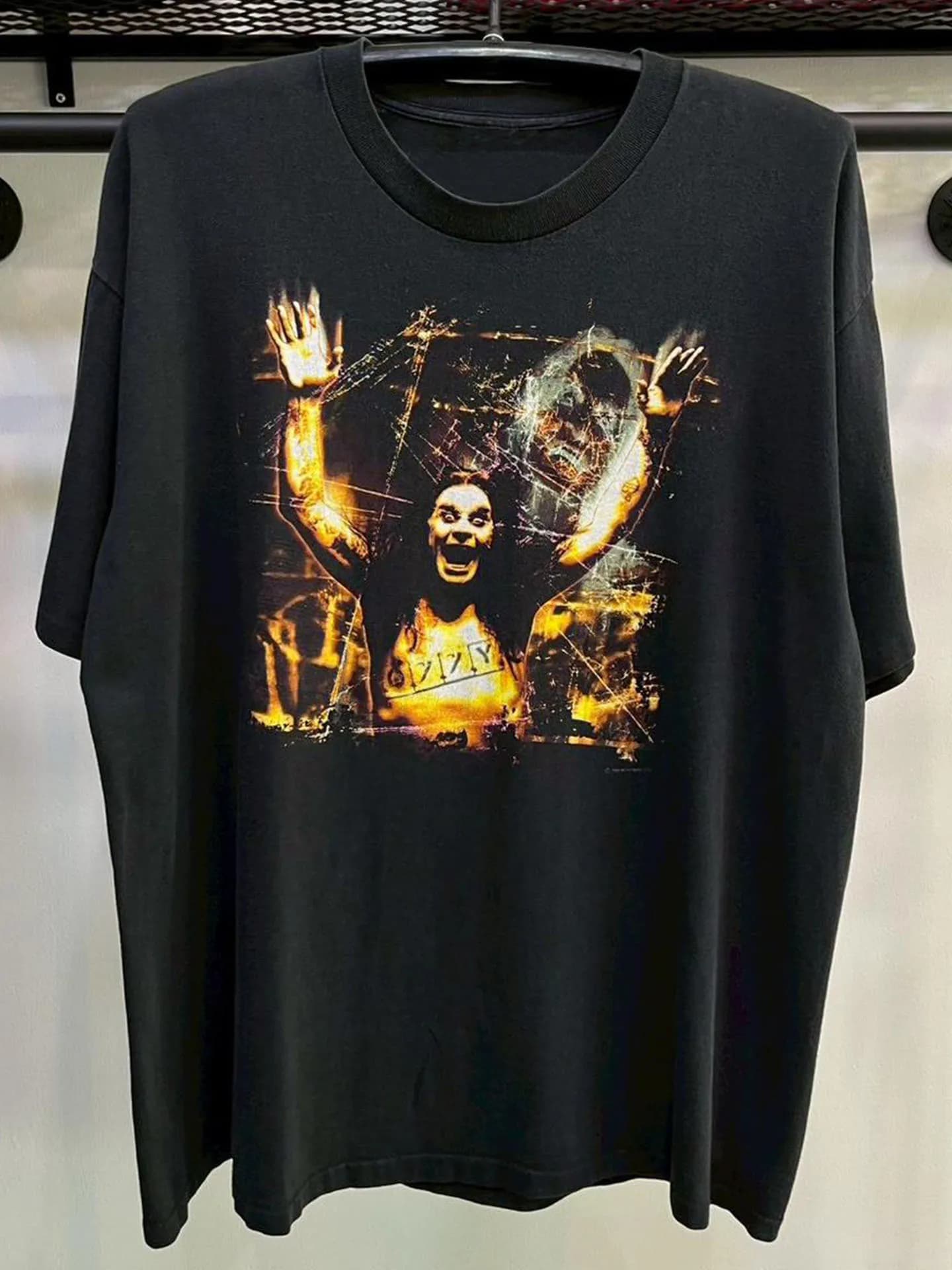 Gothic Metal Style Short Sleeve T-Shirt Heavy Cotton Ozzfest Oldschool Dark Half Sleeve Trendy round Neck Casual Loose Fit