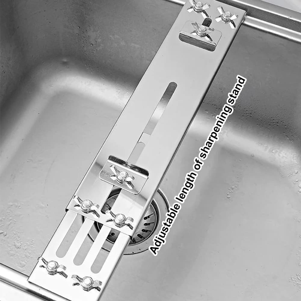 Supporto per pietra abrasiva in acciaio inossidabile Supporto per pietra per affilare i coltelli regolabile per 12.6-18.11 in lavello Forniture per la cucina domestica
