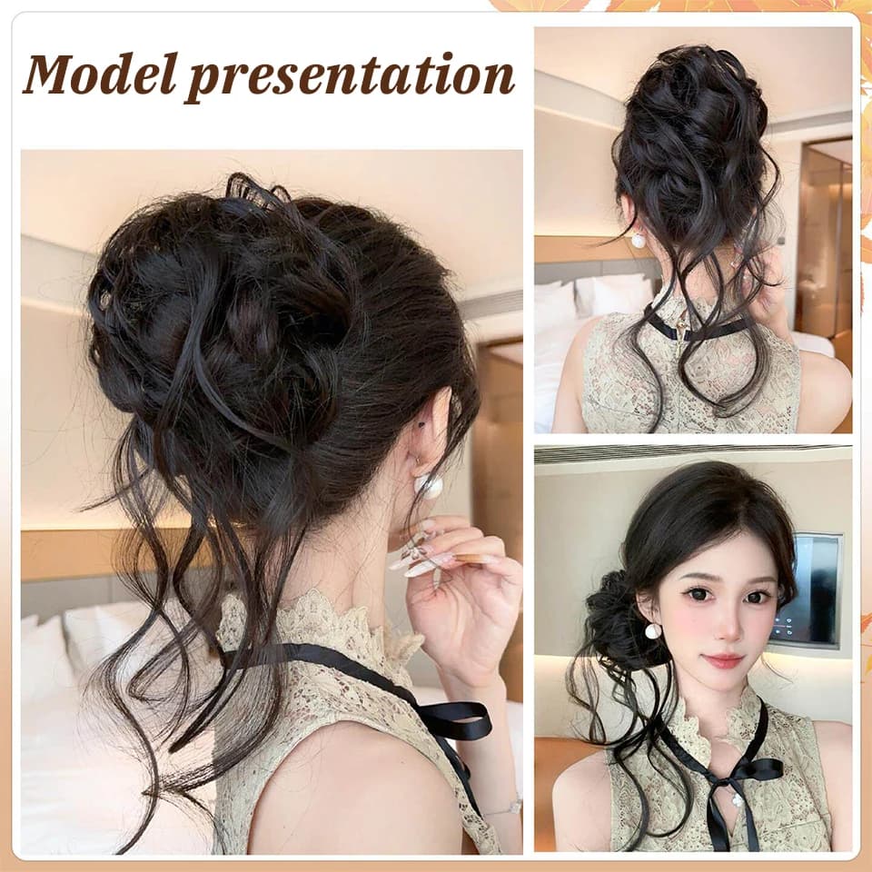Threaded Dragon Beard Maruko Head Wig Fluffy Hairband Style Flower Bud Head Suitable for Women's Daily Party Use