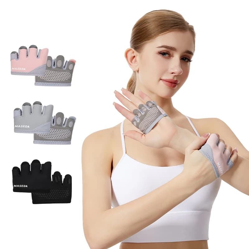 Pair of Fitness Gloves without fingers: Anti-Blister Sports Gloves for Pilates and Yoga Air - Anti-slip and Breathable