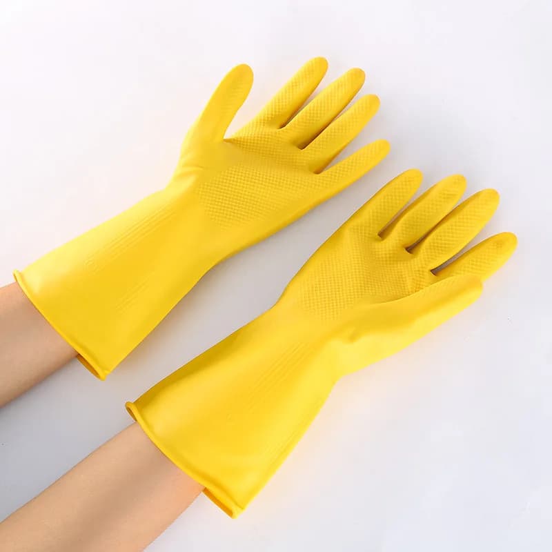 Guanti in Lattice, Gomma, per Uso Domestico e Cucina, Guanti in Lattice Rinforzati Resistenti ad Acidi e Alcali, Ingrosso per Lavaggio Piatti e Bucato