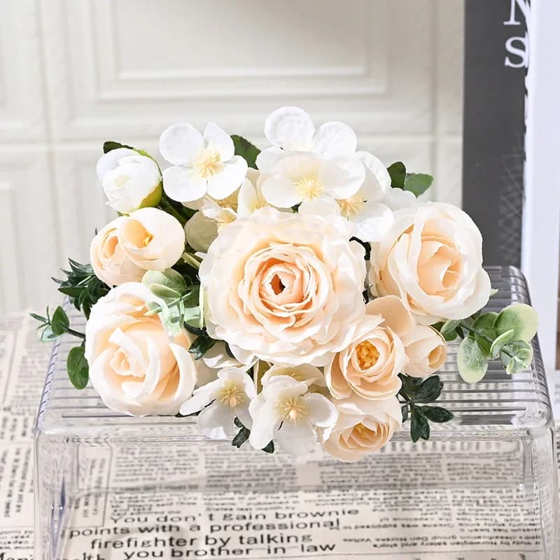 7 teste di fiori artificiali di seta peonia rosa ortensia bouquet decorazioni per la casa festa nuziale sposa piante finte