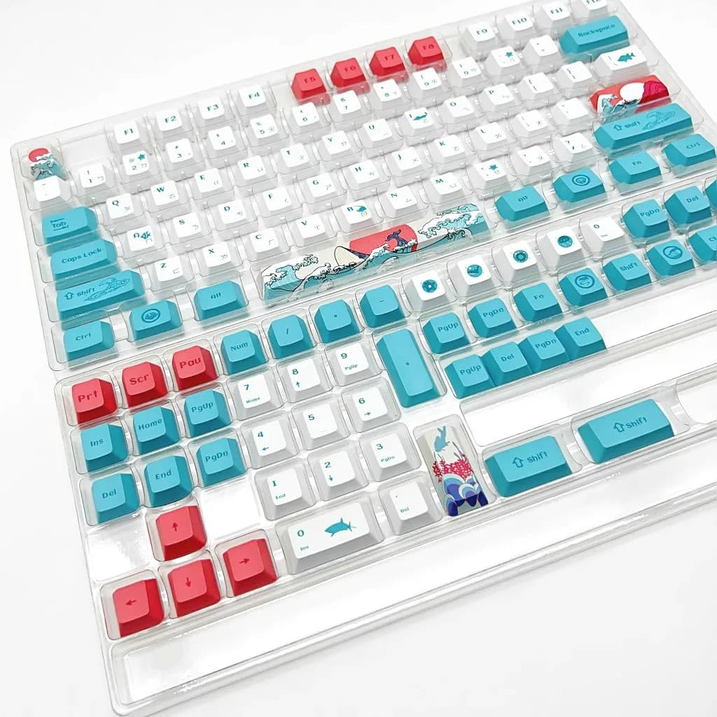 Cherry 125 Key Profile Keycaps Coral Sea Theme PBT Five-side DYE Sublimation Key Caps for Gaming Mechanical Keyboard MX Switches