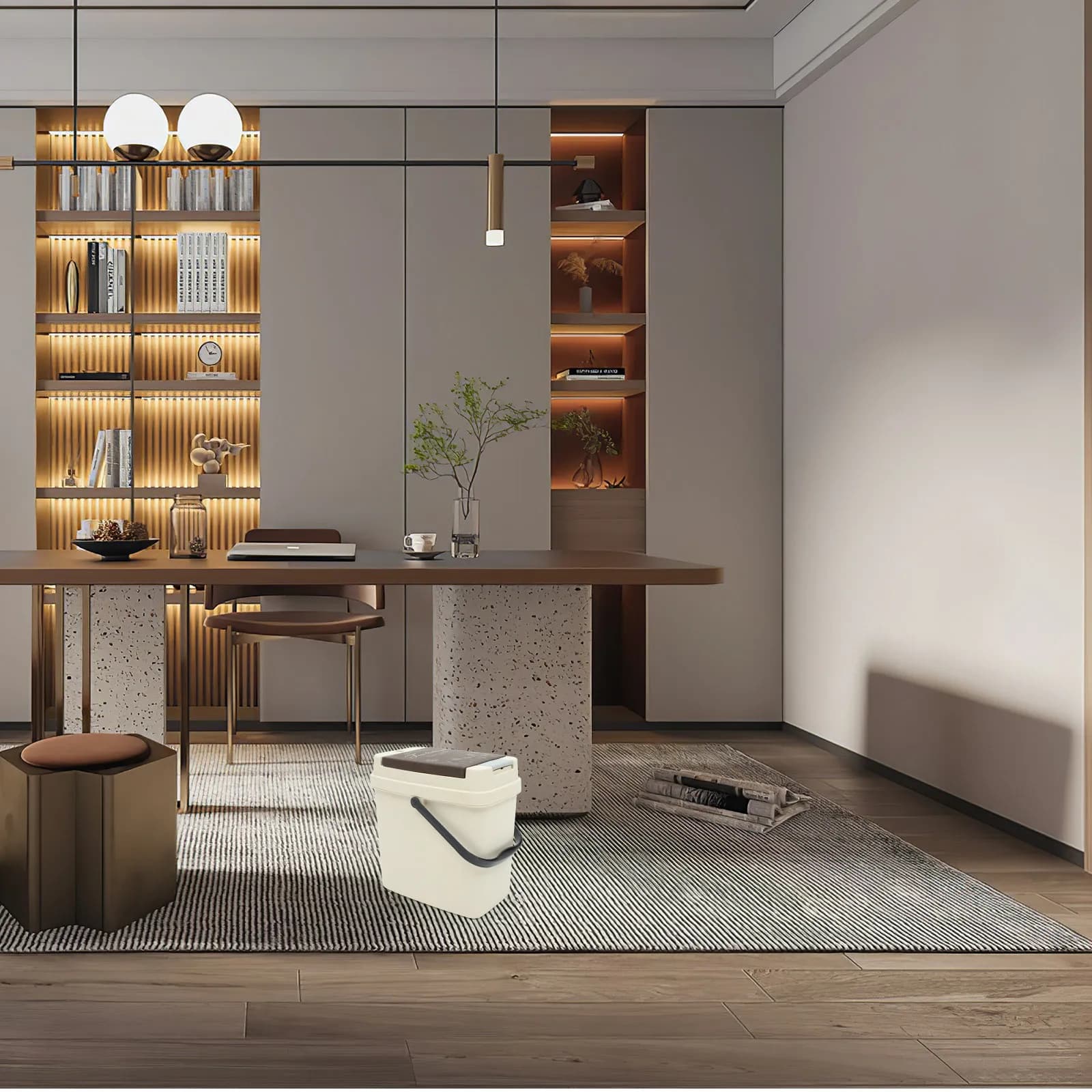 Plastic Tea Trash Bin Large Capacity One Button Open Kitchen Office Garbage Can Wastebasket Filter Strainer Container