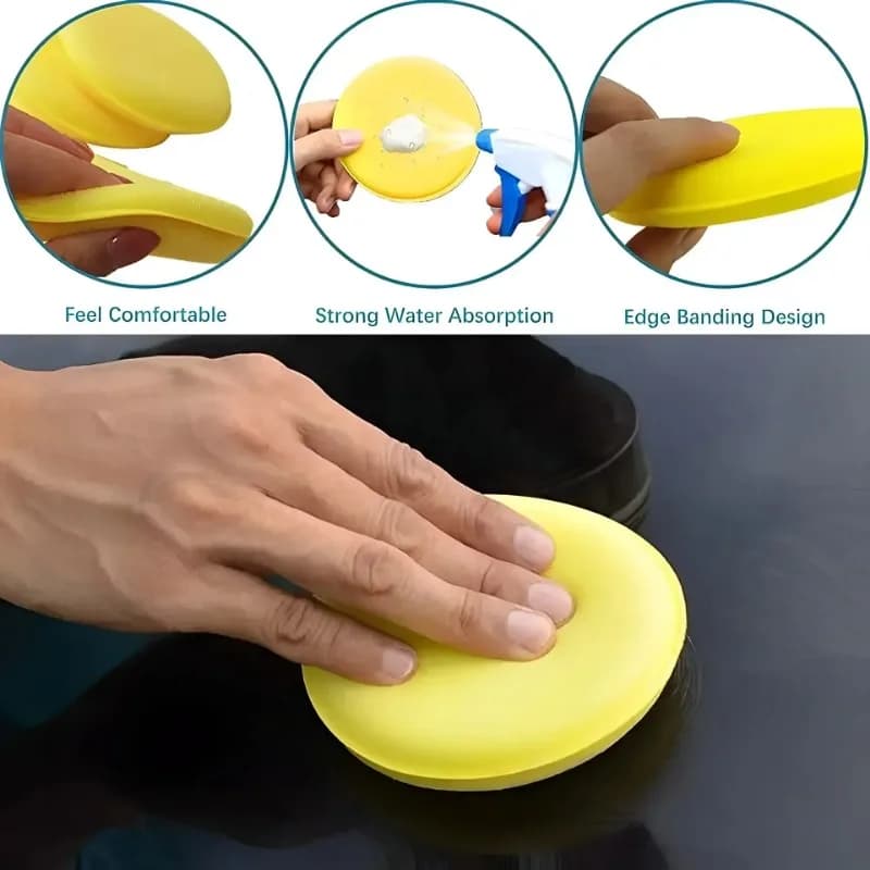 Tampone applicatore per cera in schiuma per la cura dell'auto da 6 pezzi - Spugna per ceretta a mano per la pulizia automatica dei dettagli dello smalto