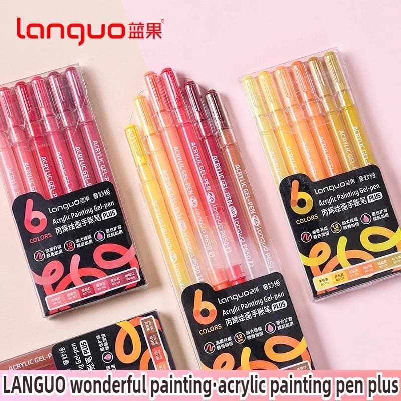 LANGUO 90/6 Colori Penna Gel Acrilico di Grande Capacità 1.0mm Pittura Disegno Studente Penna di Scrittura di Cancelleria Per Ufficio Materiale Scolastico