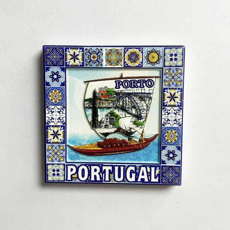 Souvenir del turismo culturale portoghese Paesaggio oceanico Piastrella imitazione Adesivo magnetico per frigorifero Articoli decorativi 3d3D