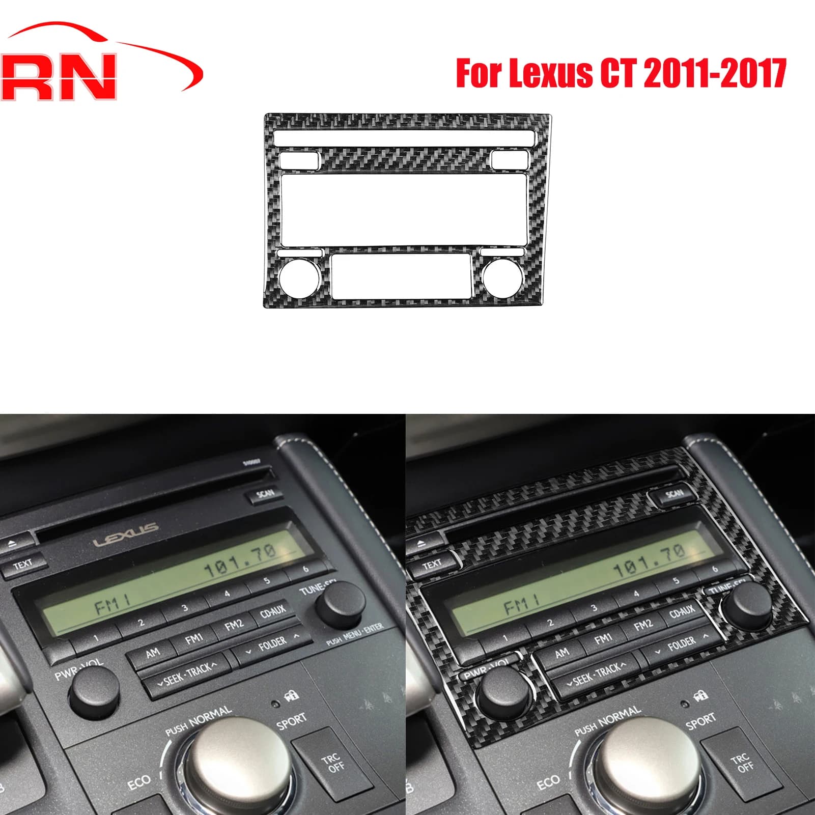 Per Lexus CT 2011-2017 Pannello CD per auto in fibra di carbonio modificata A Accessori interni Adesivo decorativo nero pianoforte