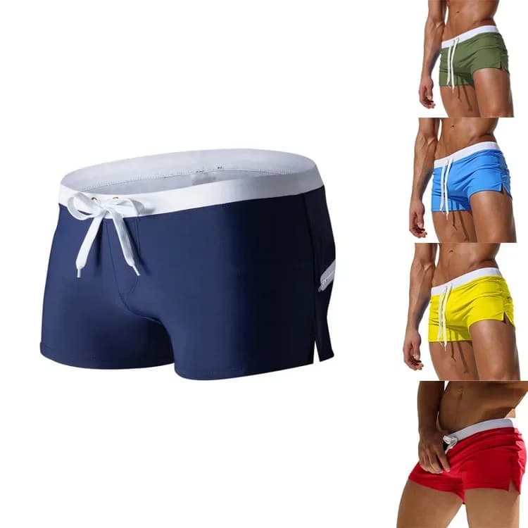 Costume da bagno da uomo 10 colori con tasca posteriore Design Boxer da uomo da spiaggia ad asciugatura rapida Costume da bagno estivo