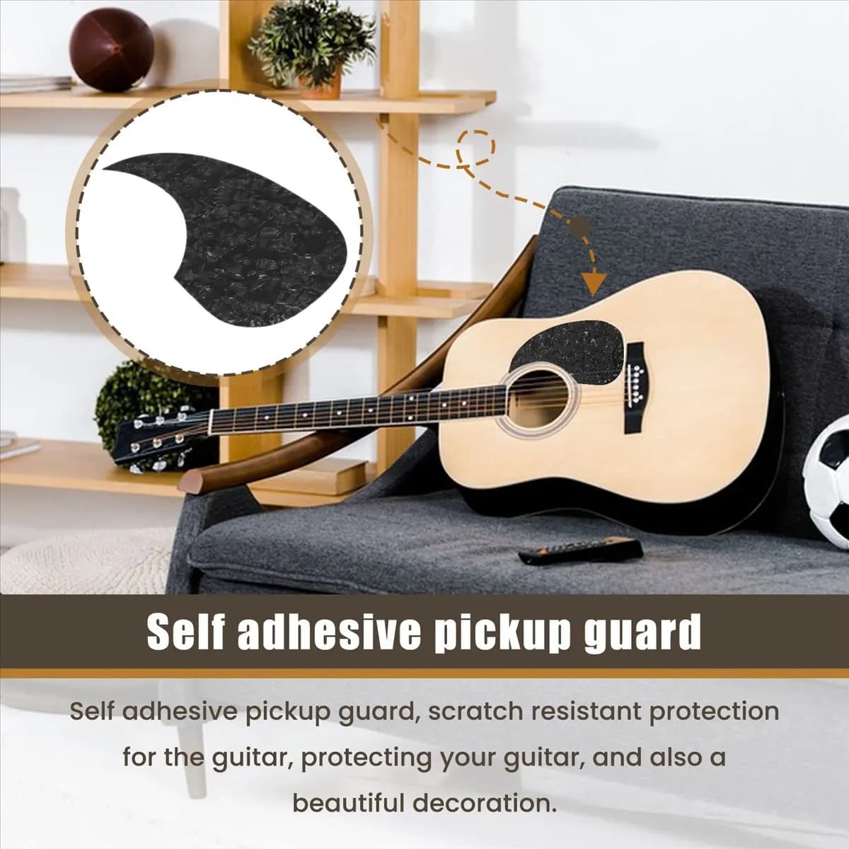 new arrival 1pcs Acoustic Guitar Pickguard Self-Adhesive Pick Guard Plate Comma Shape for Classical Acoustic Guitar Part,