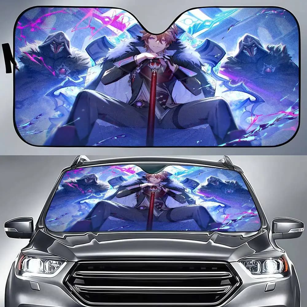 Parasole per Parabrezza Auto Tartaglia Genshin Impact, Personalizzabile con Foto, Protezione UV, Visiera Parasole per Auto
