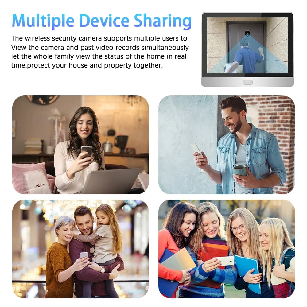 Videocitofono Wireless WiFi con Schermo da 4,3 Pollici, Telecamera Spioncino 5MP, Rilevamento PIR, Compatibile Tuya Smartlife per Casa Privata